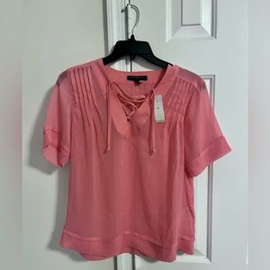 NWT Sheer Pink Lace-up Banana Republic blouse